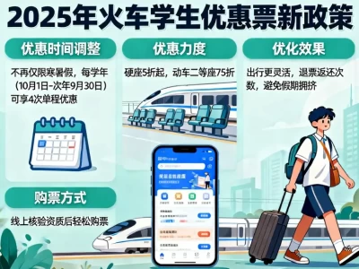 2025年中国学生火车票优惠全指南：全年随时买票，不再限寒暑假