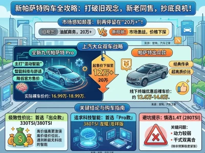【最新】2026款新帕萨特价格透底：低至12万起？买经典出众款还是智驾Pro版？