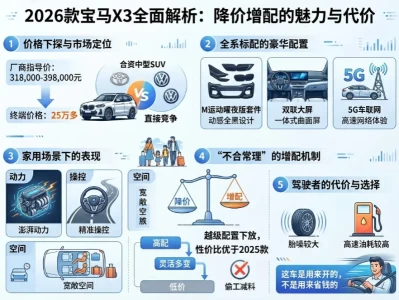 2026款宝马新X3 31.8万起全系标配曜夜，25万落地还能不能闭眼入？
