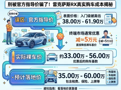雷克萨斯RX价格：官方38万起，实际成交35万左右就能落地