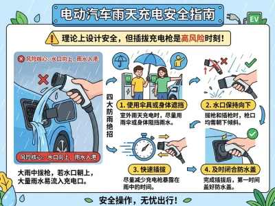 下雨天露天充电会漏电吗？涉水能不能当船开？新能源车雨季用车的四大真相与避坑指南