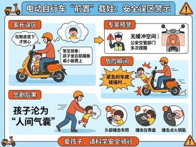 家长注意电动车孩子坐前面更危险