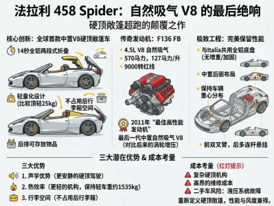 法拉利458 Spider：一台让"敞篷=妥协"成为谎言的V8绝唱