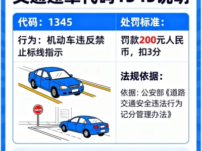 1345违章代码查询：机动车违反禁止标线指示的那些事儿
