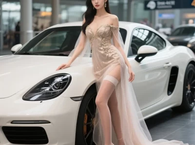 郑州车展模特_靓丽车模与豪车完美同框