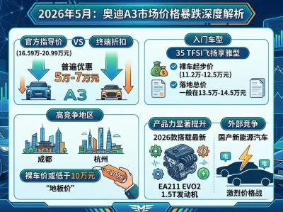 奥迪a3现在多少钱_官方指导价和最低裸车价指南
