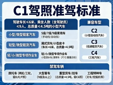 C1驾照到底能开什么车？2026最新准驾车型详解与“扣分雷区”全解析