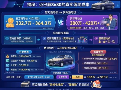迈巴赫S680报价真相：332万只是入场券，落地再备50万才够