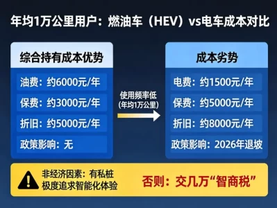 2026年深度实测：一年跑1万公里，选燃油车还是电车？这笔账我帮你算透了