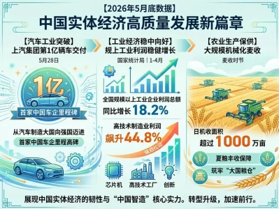 中国车企首破1亿辆、高技术制造利润暴增44.8%、三夏“麦客”日收千万亩：数读中国实体的“硬核脊梁”