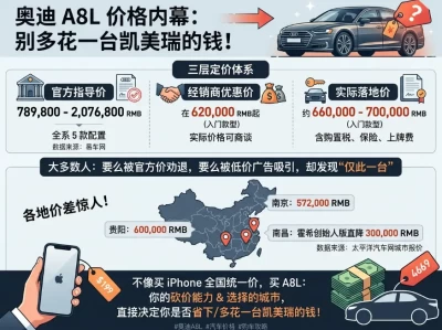 奥迪A8L报价真相：标价78万，为什么有人57万就开走了？