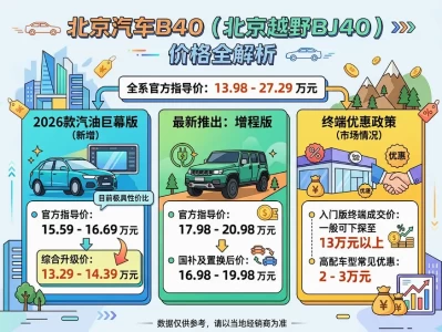 北京汽车B40现在大概多少钱？重点看三块：巨幕燃油版、常规燃油版和增程版
