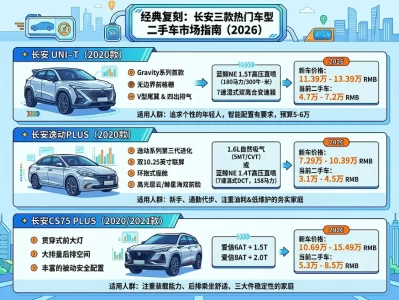 预算5万买二手国产车？长安2020款“神车”UNI-T、CS75 PLUS与逸动PLUS深度解析与避坑指南