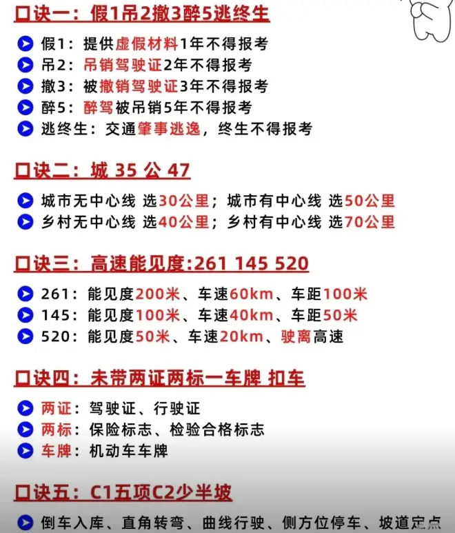 科目一技巧口诀_最新驾考理论速记秘诀大全 第1张