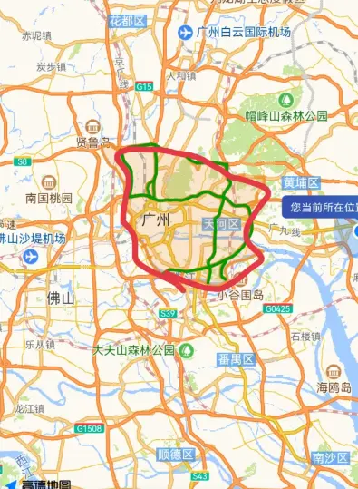 广州开四停四限行区域地图_高清最新限行范围查询指南 第2张