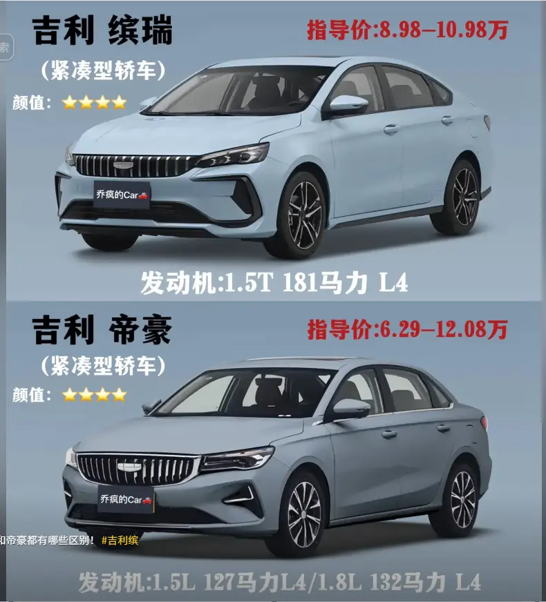 吉利缤瑞和帝豪哪个好_两款热门车型对比评测 第1张