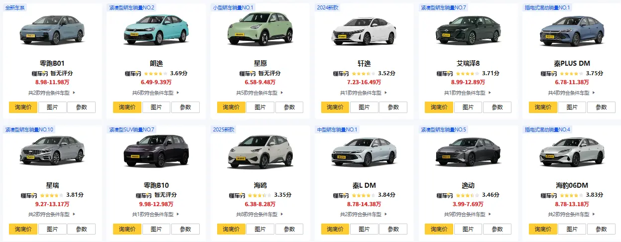十万以内的车排行榜_2025最新高性价比车型推荐 第1张
