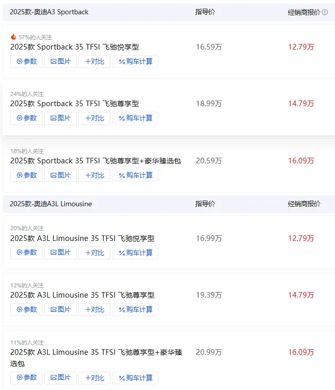 奥迪A3低配多少钱_2025款入门版价格及配置详解 第1张