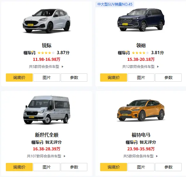 长安福特所有车型价格表_2025年最新车型价格与配置全览 第3张