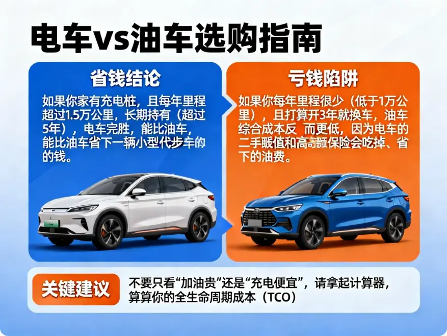 电车真的比油车省钱吗？2025年最新购车“回本”账单全解析（附详细5年成本对比）