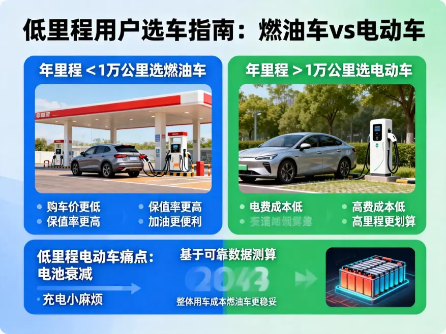 一年开车不足1万公里？燃油车还是电动车更划算？深度成本对比与选车指南