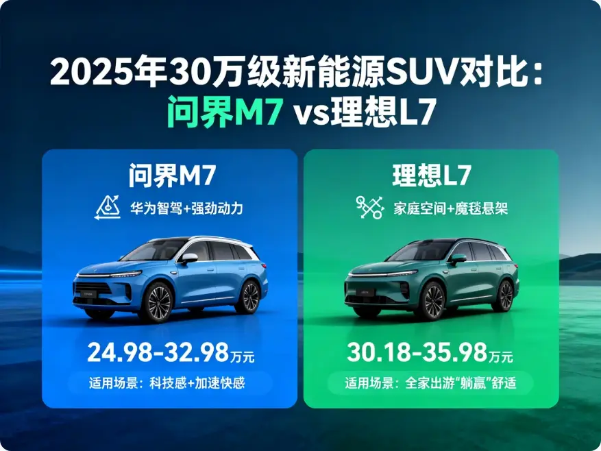 问界M7 vs 理想L7：30万级家庭增程SUV谁更香？2025年全维度深度对比