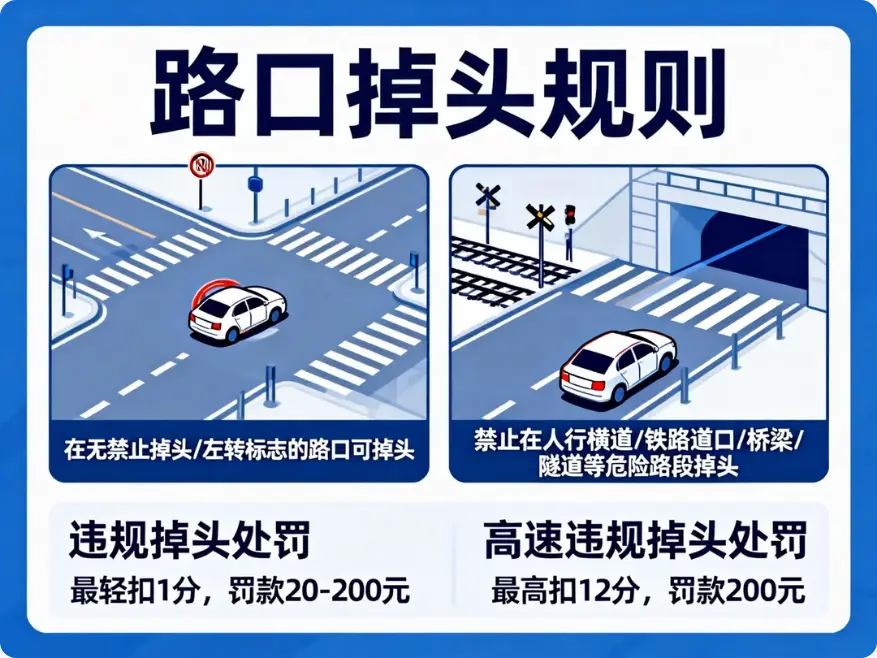 路口掉头规则完全指南:哪些情况能掉?哪些情况不能掉?一次说清