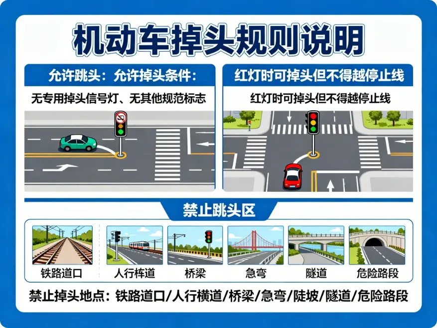 路口掉头规则完全指南:哪些情况能掉?哪些情况不能掉?一次说清 第2张