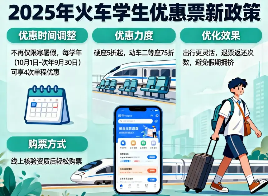 2025年中国学生火车票优惠全指南：全年随时买票，不再限寒暑假