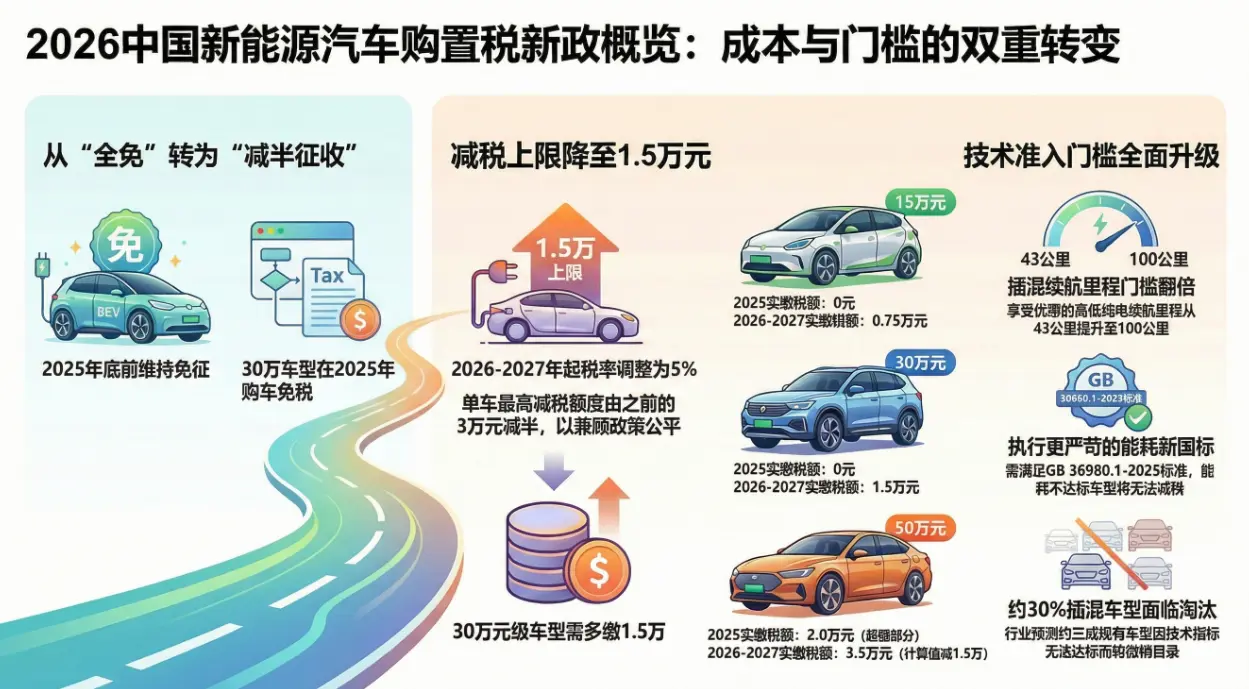 汽车购置税减半政策详解:2026年起新能源车税收优惠大调整 第1张
