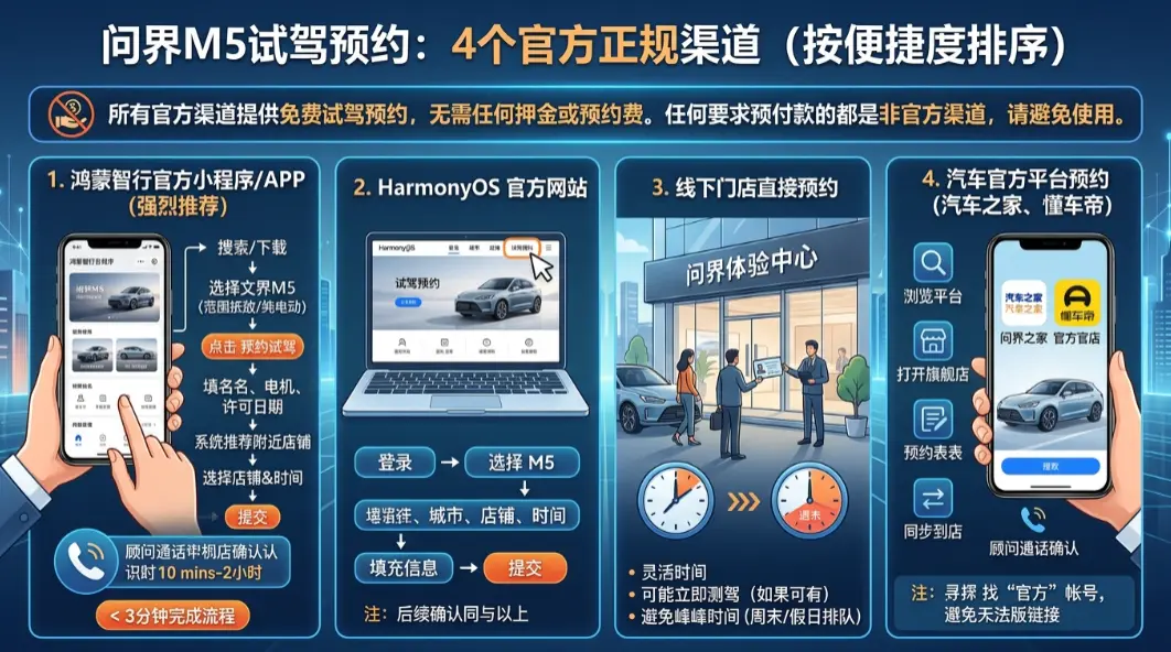 问界M5试驾预约超详细全攻略：一键搞定渠道、避坑与体验重点