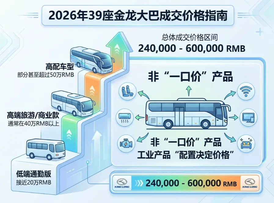 金龙客车39座多少钱一辆？2026最新行情解析（价格区间+真实成本）