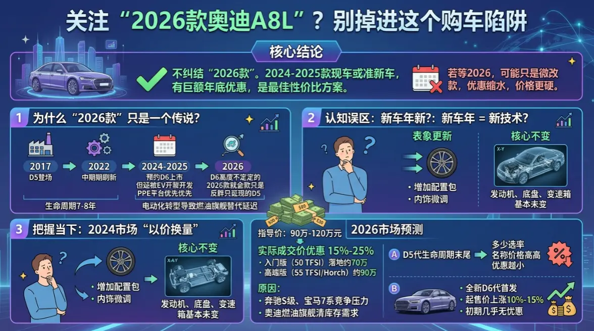 2026款奥迪A8L价格预测：别等“全新换代”，现在就是抄底窗口 第1张