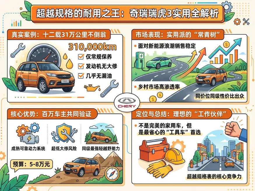 奇瑞瑞虎3深度测评：5万级SUV的“耐用神话”，到底值不值得买？ 第1张