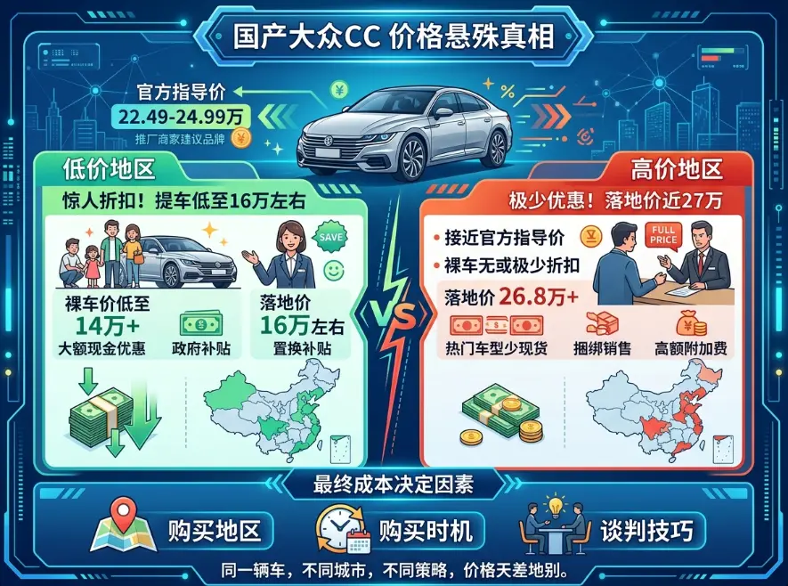 国产大众CC报价：同一款车，为什么有人14万落地，有人花了26万？ 第1张