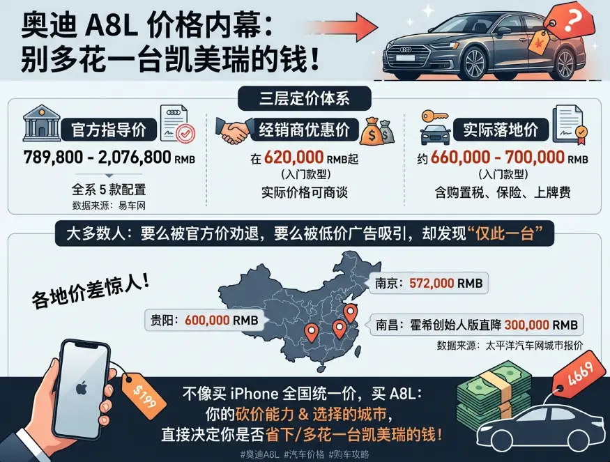 奥迪A8L报价真相：标价78万，为什么有人57万就开走了？ 第1张