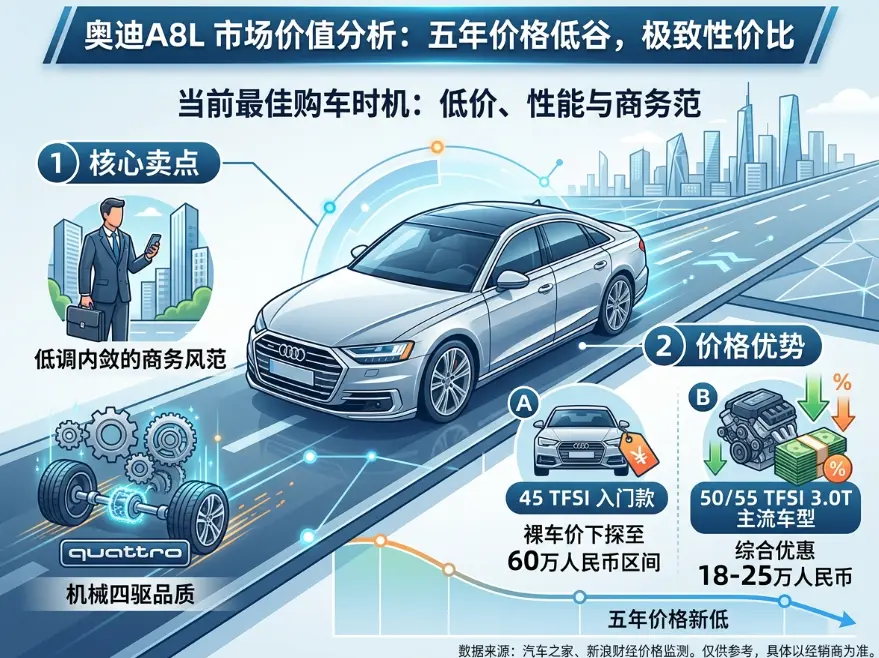 别被80万指导价吓到：奥迪A8可能是目前中国市场“水分”最大的顶级豪车