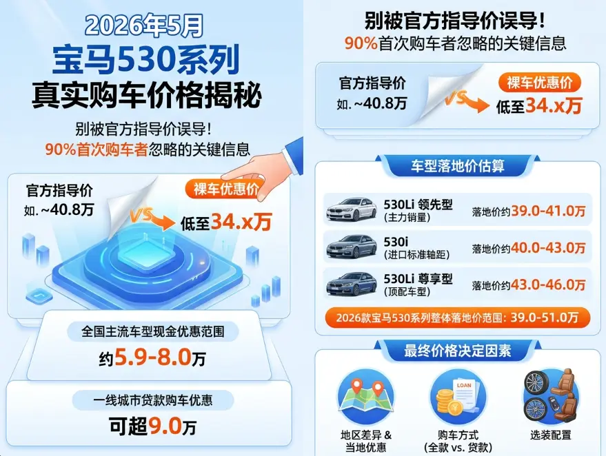 2026年5月宝马530最新价格全解析：指导价、终端优惠与落地价一次说清