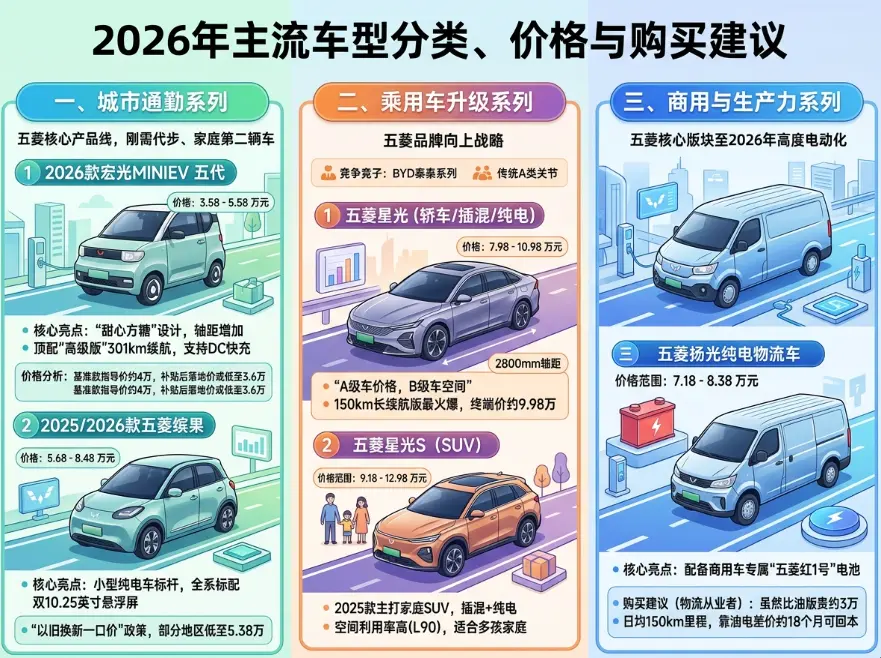 2026年五菱汽车全系选购指南：从3万到15万，“国民神车”到底贵不贵？
