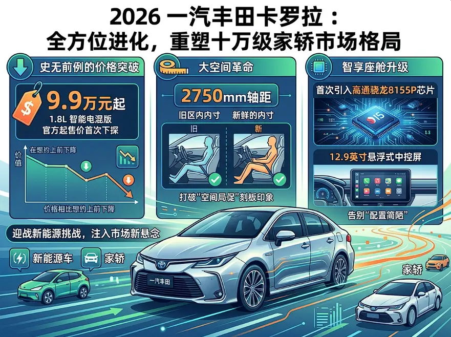 下探至9.9万起、轴距狂拉2750mm：2026款卡罗拉的大反攻，是日系最后的坚守吗？