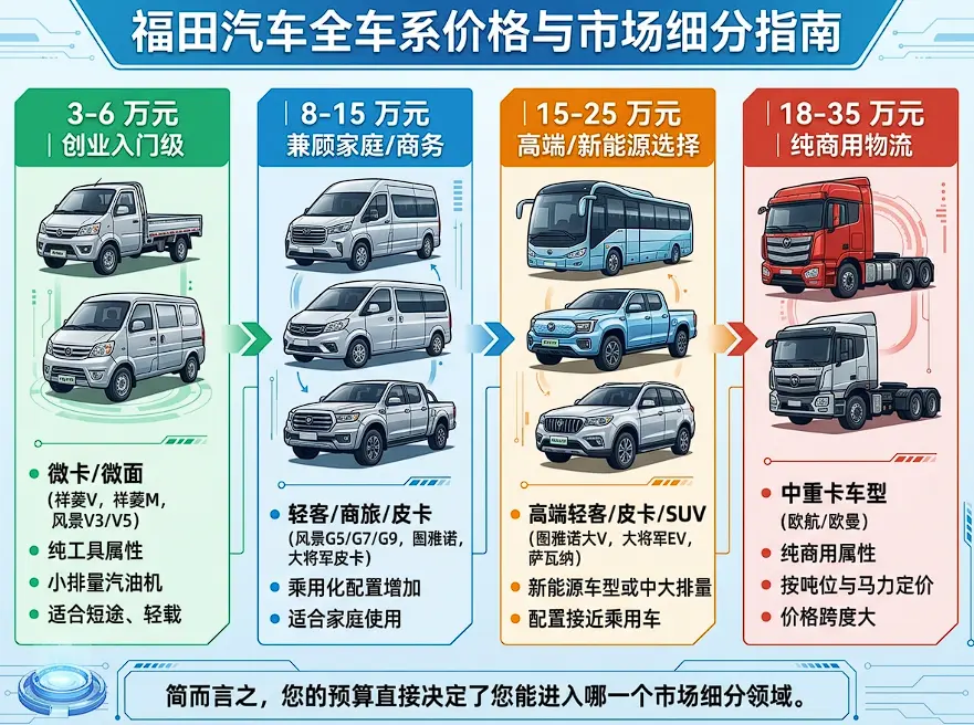 北京福田汽车2026年全系报价指南：从3万微卡到30万重卡，你的预算能买到什么？
