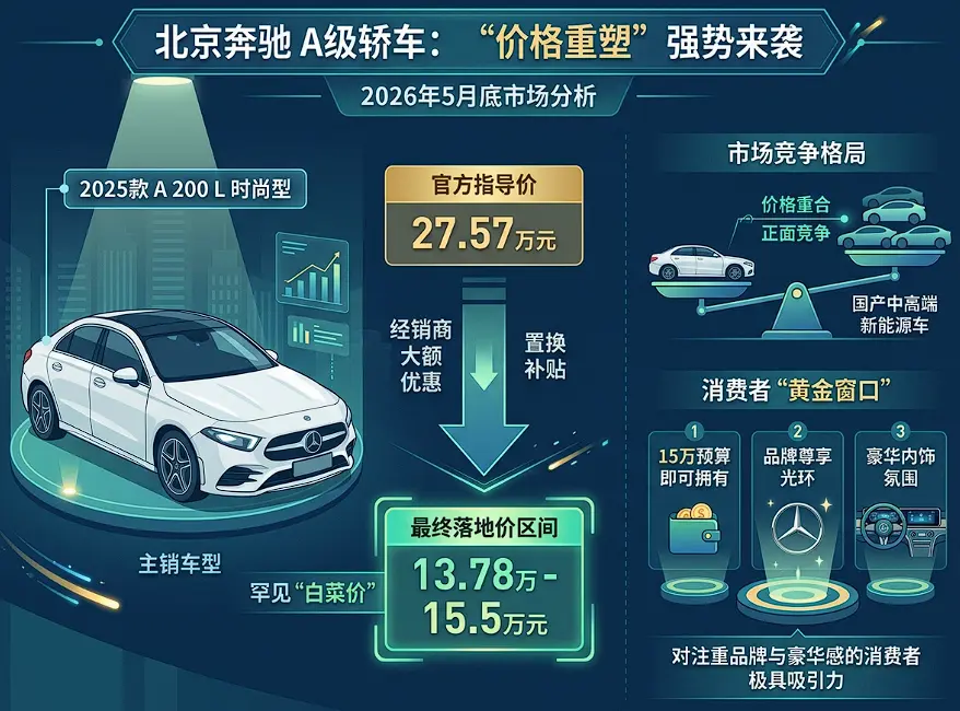 2026年奔驰A200L最新报价揭秘:13万多买“三叉星徽”,到底是捡漏还是交智商税? 第1张 2026年奔驰A200L最新报价揭秘:13万多买“三叉星徽”,到底是捡漏还是交智商税? 第1张