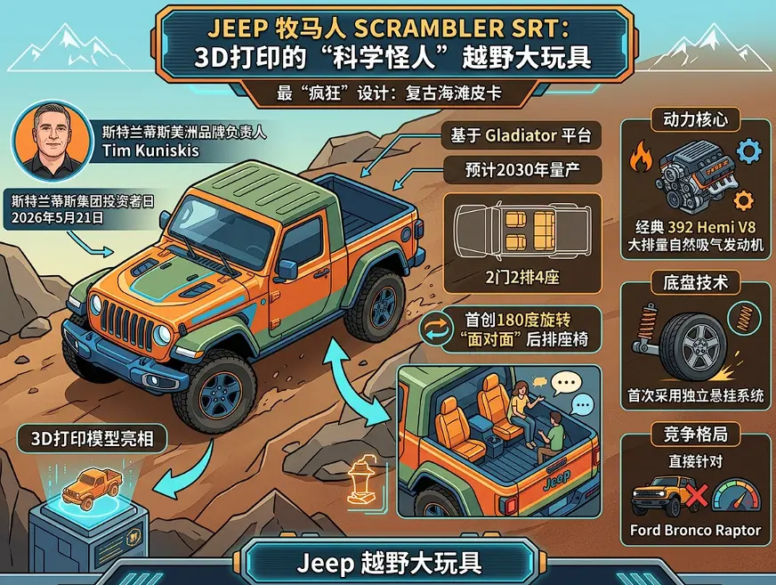 470马力V8+双排两门敞篷皮卡!Jeep全新牧马人Scrambler SRT深度解析 第1张 470马力V8+双排两门敞篷皮卡!Jeep全新牧马人Scrambler SRT深度解析 第1张