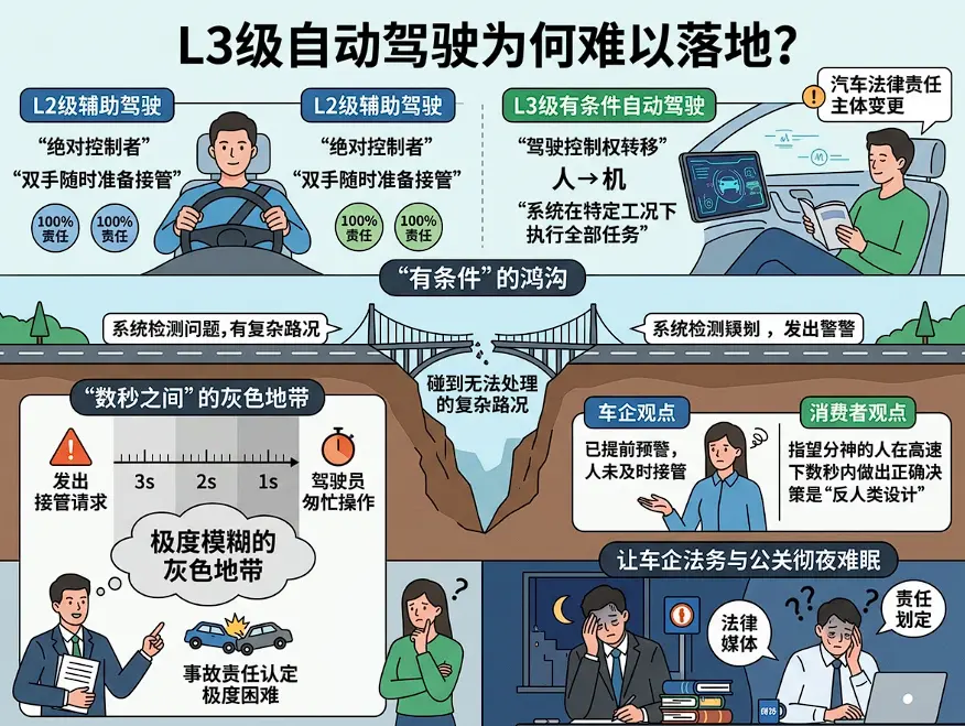 挂上专用牌照的L3级智驾，为什么成了解不开的“责任死结”？