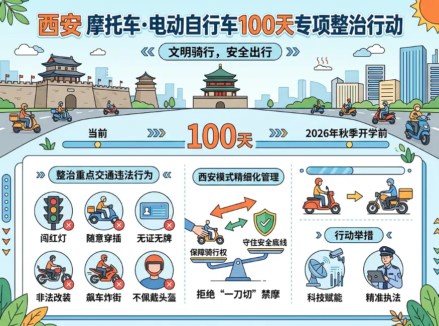 不搞“一刀切”但绝不放任：西安启动“摩电”百日大整治，精细化治理的古城智慧