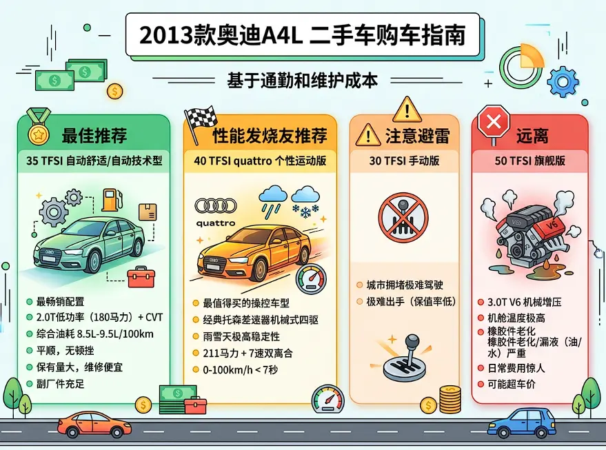 当年“白月光”如今几万抱回家：2013款奥迪A4L（B8.5）深度解析与二手选购指南