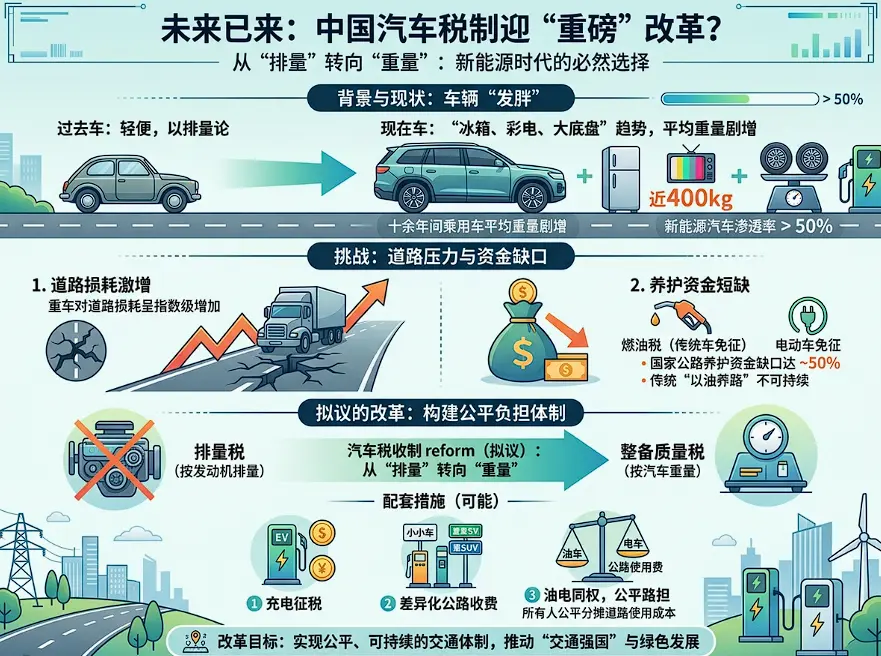 “4吨巨兽”压跨公路？从排量税到“以重计税”，电车免费路权正加速终结