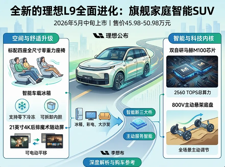 全新一代理想L9正式上市 售价区间为45.98万至50.98万元