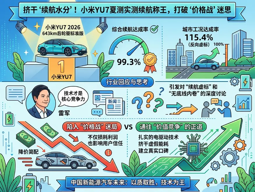 实测99.3%“反向虚标”夺冠！小米YU7夏测第一背后，藏着新能源摆脱价格战的“硬解法” 第1张