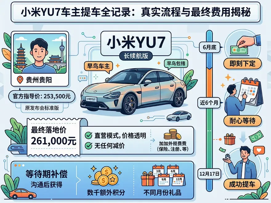 不加价、不砍价、等车半年！贵阳首批小米YU7车主26.1万真实落地账单与提车体验 第1张